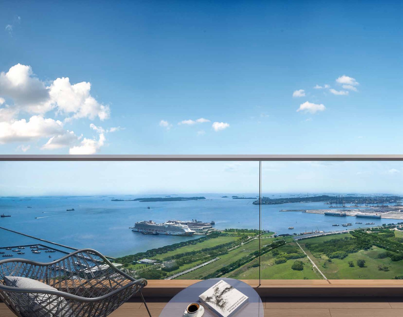 One Marina Gardens balcony outlook towards the Straits of Singapore — artist's impression