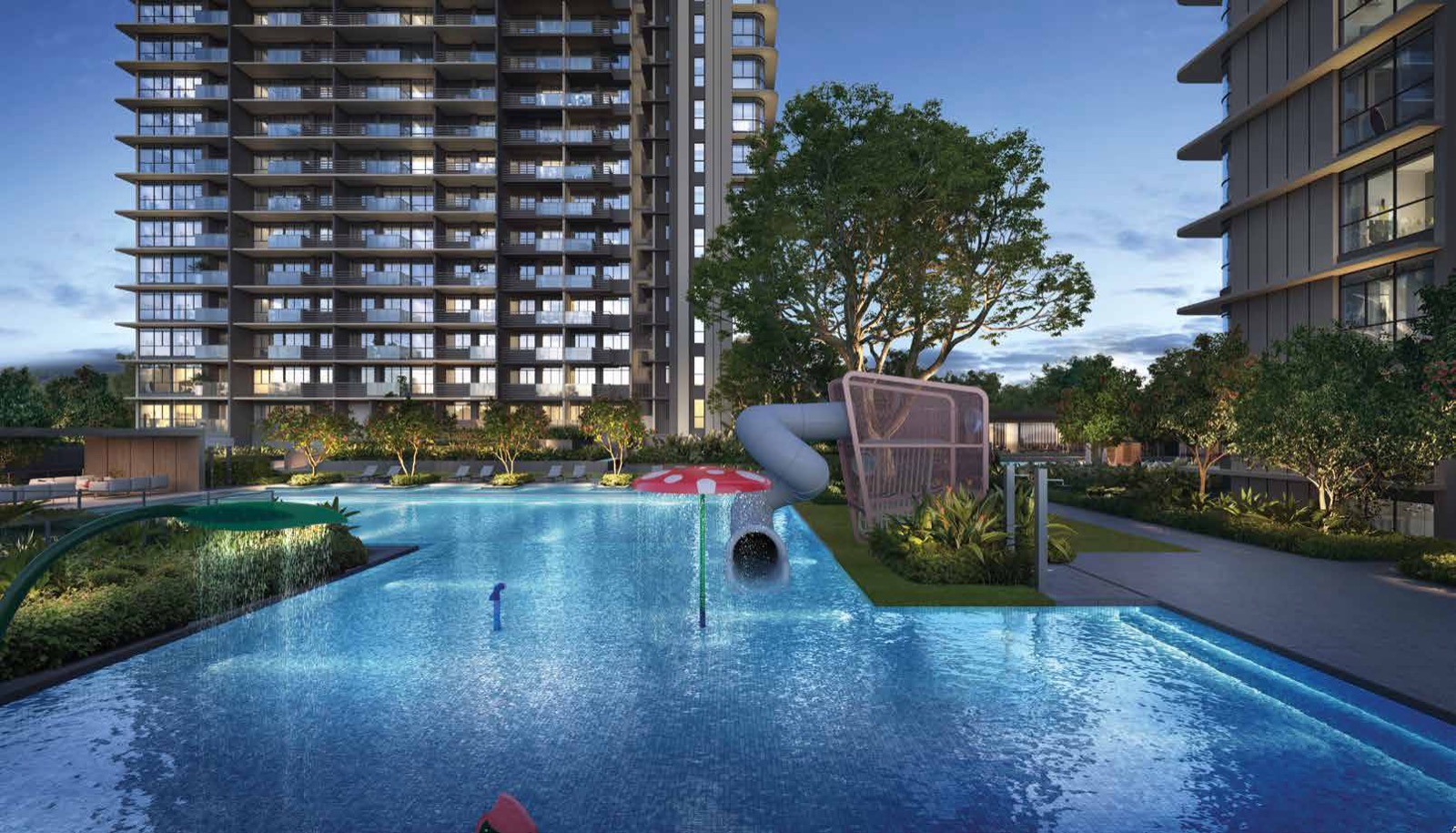 One Marina Gardens family deck and kid's pool — artist's impression